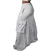 GORGLITTER Women's Cargo Skirt Y2k Elastic High Waisted Bodycon Maxi Skirts with Pockets