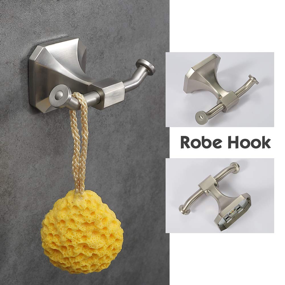 Gricol 4-Piece Bathroom Hardware Brushed Nickel Stainless Steel Accessory Set Towel Bar Wall Mounted