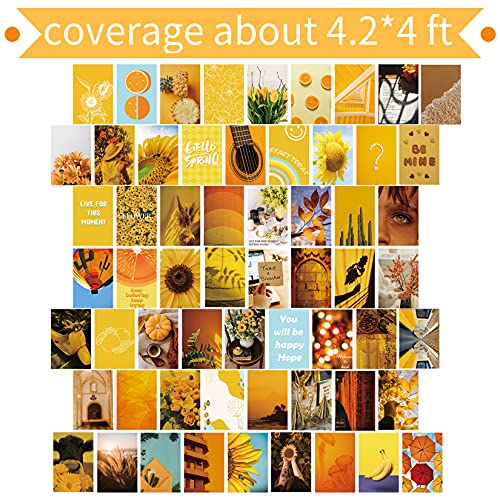 fantasy casa Yellow Collage Kit for Wall Aesthetic decor, 60 Set 4x6 inch Images, Room Decor for Teen Girls, Posters For Room Aesthetic, Wall Collage Kit Aesthetic Pictures, cool room decor aesthetic, Posters Aesthetic, Collage Kit