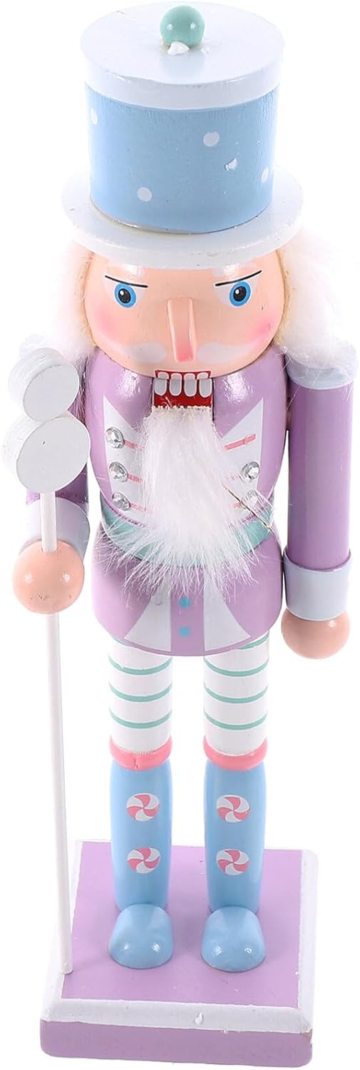 Nutcrackers - VOSAREA Christmas Nutcracker Figure Wooden Nutcracker Soldier Festive Wooden Nutcracker Ornament for Christmas Desktop Home Decor Kids (25CM,Purple)