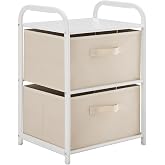 MAX Houser 2 Drawer Wide Fabric Dresser Storage Organizer Unit, Beige