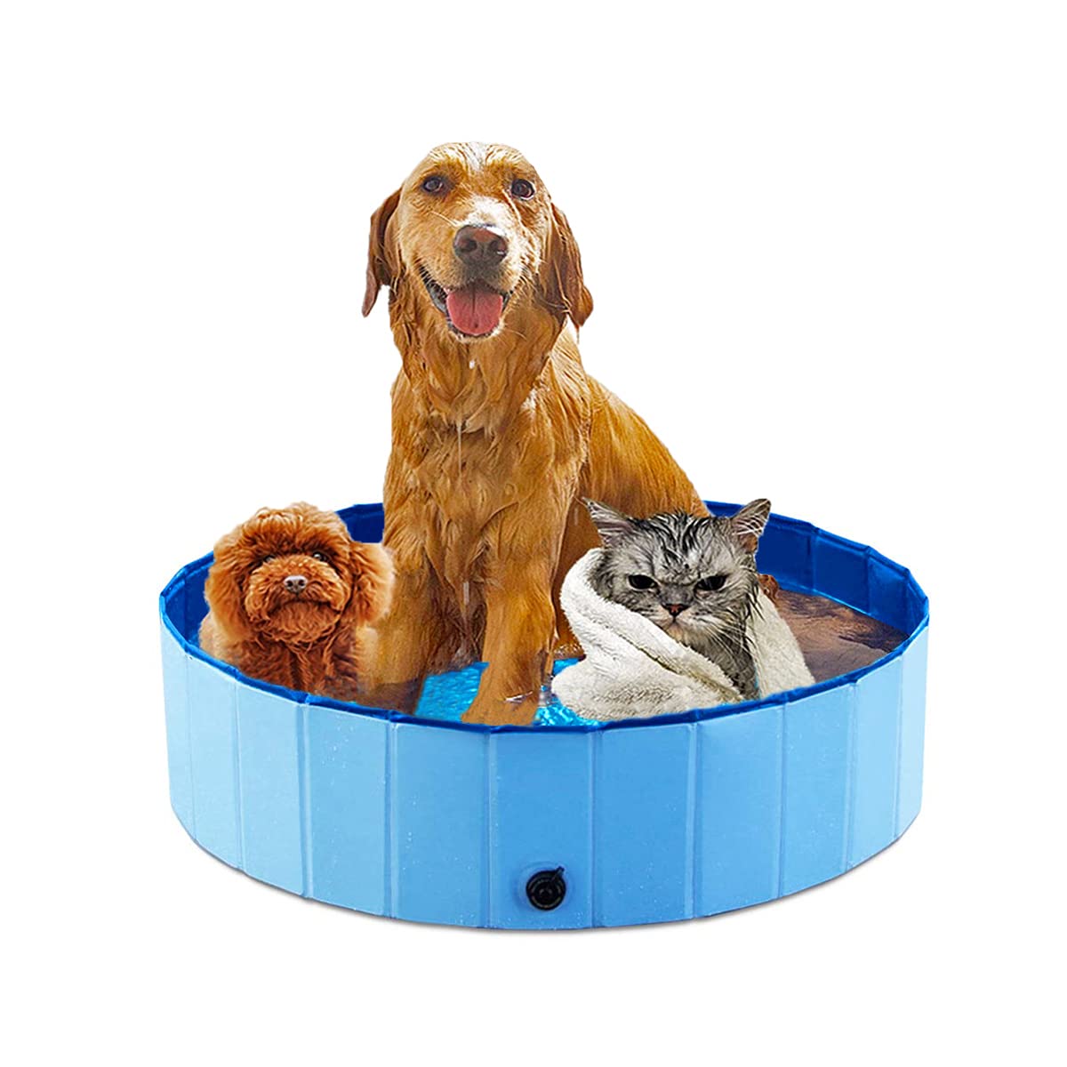 Dog Bath Tub dog pool dog paddling pool foldable pet dogs pool doggy swimming pool PVC round shape bathing tub playing pool for pets indoor/outdoor—80 * 20cm Blue