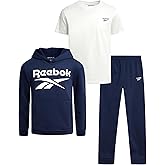 Reebok Boys Sweatsuit Set - 3 Piece Athletic Jogger Set with Fleece Pullover Hoodie Sweatshirt, Sweatpants & T-Shirt for Boys