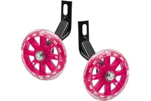 Tsnamay Pair of Bicycle Auxiliary Wheel Children's Bicycles Accessories for 12" 14" 16",Flash Training Wheels,Pink 12"