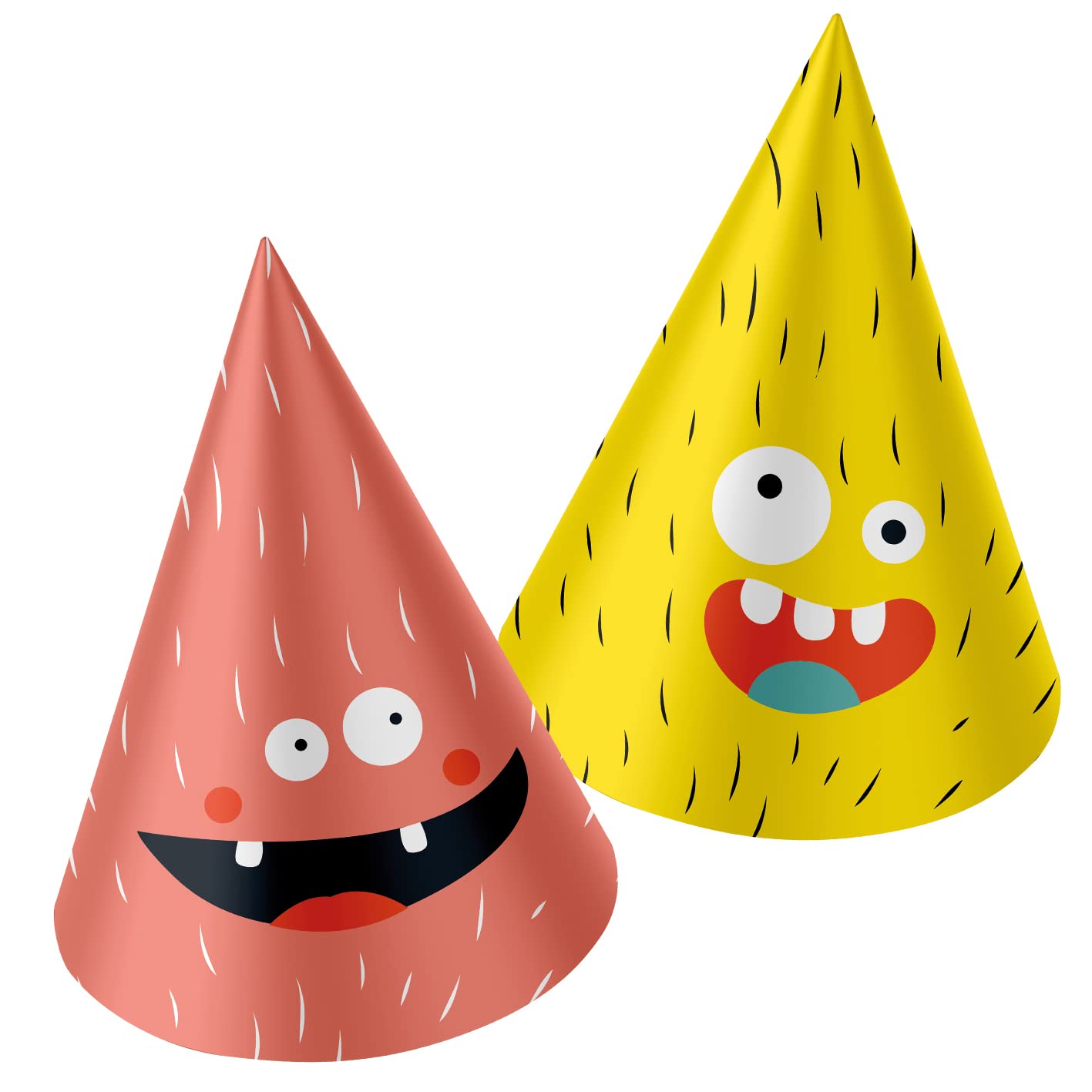 Folat 68330 Party Hats Paper Monster Bash Pack of 6 Multi-Coloured