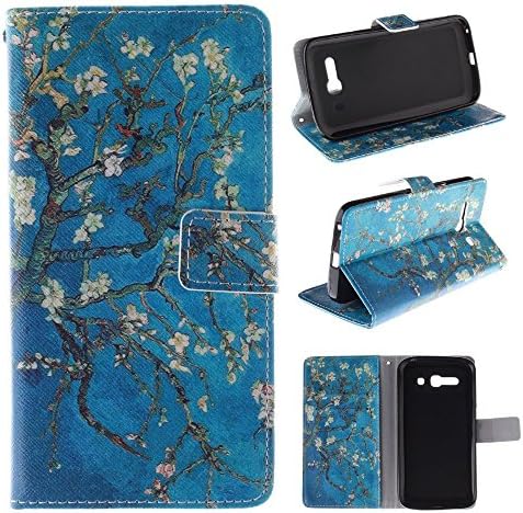 C9 Case Alcatel One Touch Pop C9 Kickstand Case,Bat King Beautiful Plum Blossom Pattern Premium Leather Wallet Flip Kicstand Case Cover With Magnetic Closure For Alcatel One Touch Pop C9