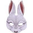 Hosfairy 1Pcs Halloween Animal Mask Half Face Rabbit Ear Mask for Halloween Easter Costume Party Cosplay Props