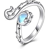 JERWLI Octopus Ring 925 Sterling Silver Octopus Spoon Ring Octopus Jewelry Gifts for Women Octopus Lovers