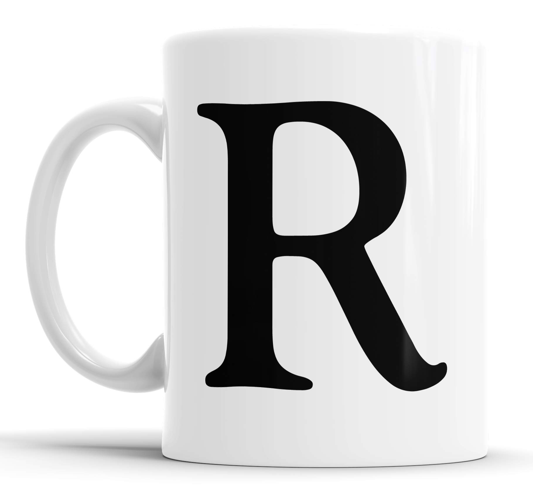 Faithful Prints Alphabet Mug Letter Mugs Initial Coffee Cup Birthday Fathers Day Gift (Letter R)