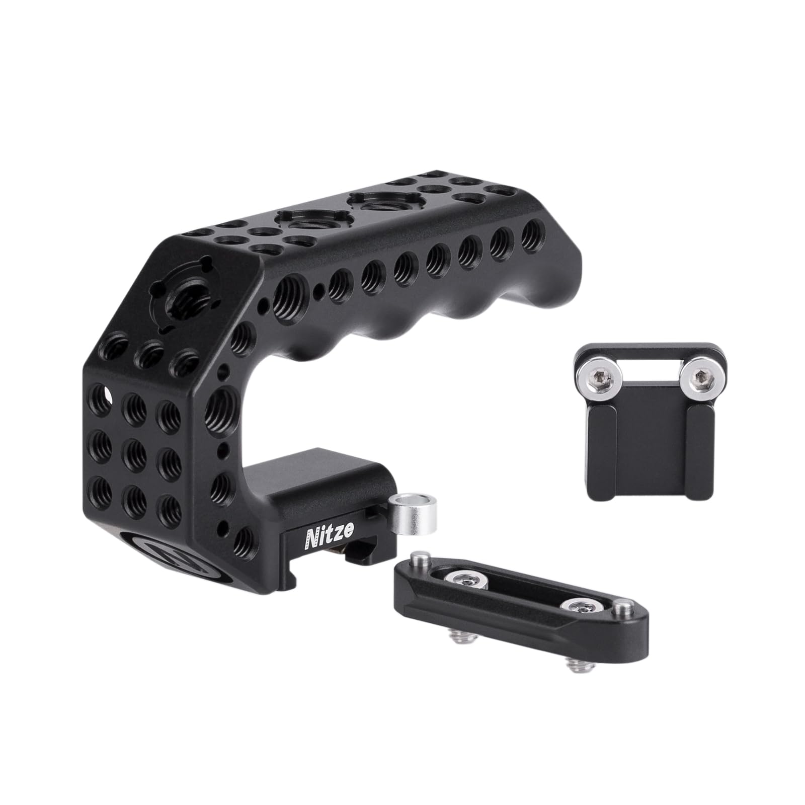 Nitze NATO Top Handle with QR NATO Clamp,Rail and Cold Shoe Adapter, for Camera Rigs, Cages (Lil Stinger Handle) - PA28M-AK