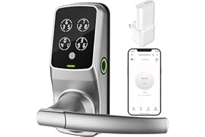 Lockly Secure Pro, Wi-Fi Smart Door Lock, Keyless Entry Door Lock, PIN Genie® Keypad, 3D Biometric Fingerprint Sensor, Voice Control, Auto Lock - Satin Nickel (PGD628WSN) - Latch Edition