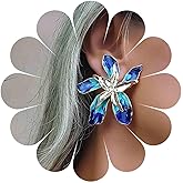 Andelaisi Boho Flower Exaggerate Earrings Blue Enamel Flower Earrings Large Flower Studs Earrings Vintage Metal Flower Earrings Jewelry for Women