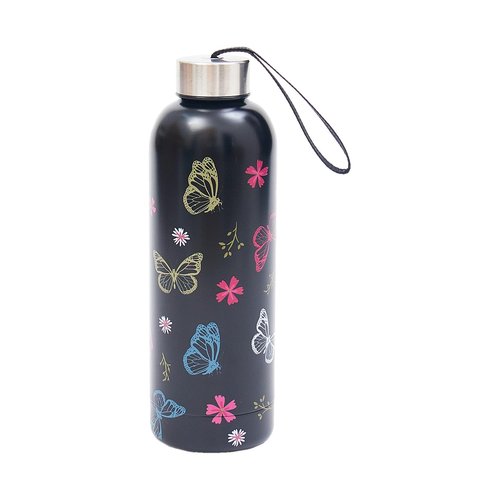 Eco Chic Reusable Thermal Bottle Stainless Steel Leakproof Insulated Water Bottle (Monarch Butterflies Black) — image 1