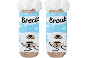 Royal Hong Beauty Fuzzy Slipper Socks for Kids Girls Women with Grippers Non Slip，Kids Warm Fuzzy Christmas Slipper Socks