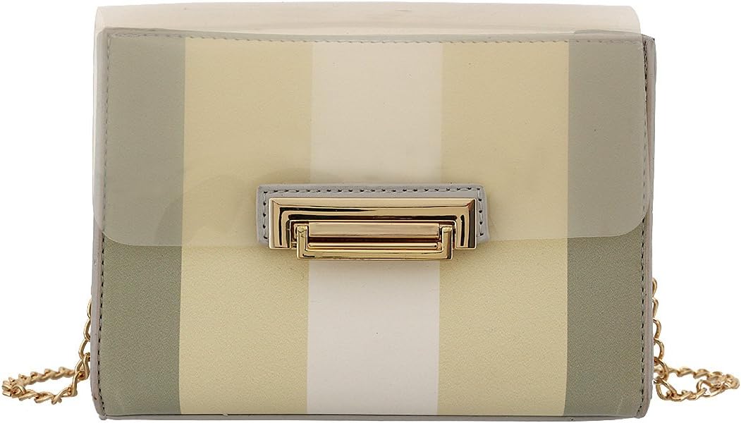 Candice Women Cute Jelly Stripe Crossbody Bag Shoulder Bag Handbag Purse with Chain