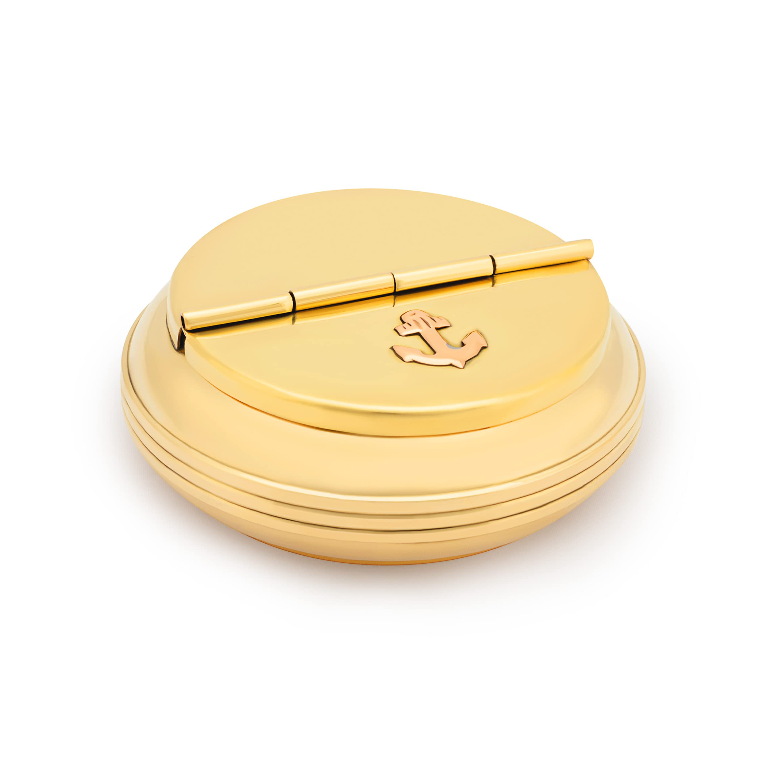 NKlaus 8 cm Round Solid Brass Ashtray 3 cm High Anchor Ashtray with Lid Maritime Look for Home or Boat 11505