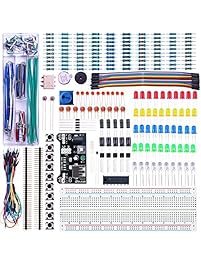 Elegoo Upgraded Electronics Fun Kit w/ Power Supply Module, Jumper Wire, Precision Potentiometer, 830 tie-points Breadboard for Arduino, Raspberry Pi, STM32