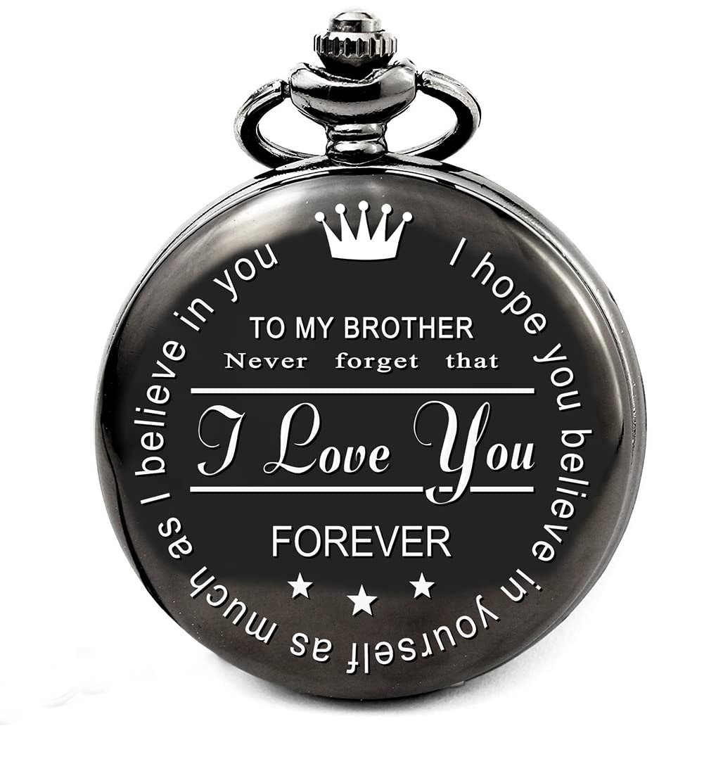 levonta College Graduation Gifts for Him 2024, Graduation Party Supplies Decorations, Engraved Pocket Watch for Graduates, To Brother (Black), Retro