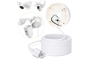 CAGUAN 30ft/9M Power Cable with Adapter and Plug-in Mount Compatible with Blink Floodlight Cam, eufy Floodlight E340, Electrical Box with Weatherproof Cord-(2in1 Mount & Cord Set)