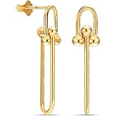 LeCalla 925 Sterling Silver Italian Link Drop Dangle Earrings for Women Long Link Paperclip Link-Chain Liner Dangle Earrings for Women