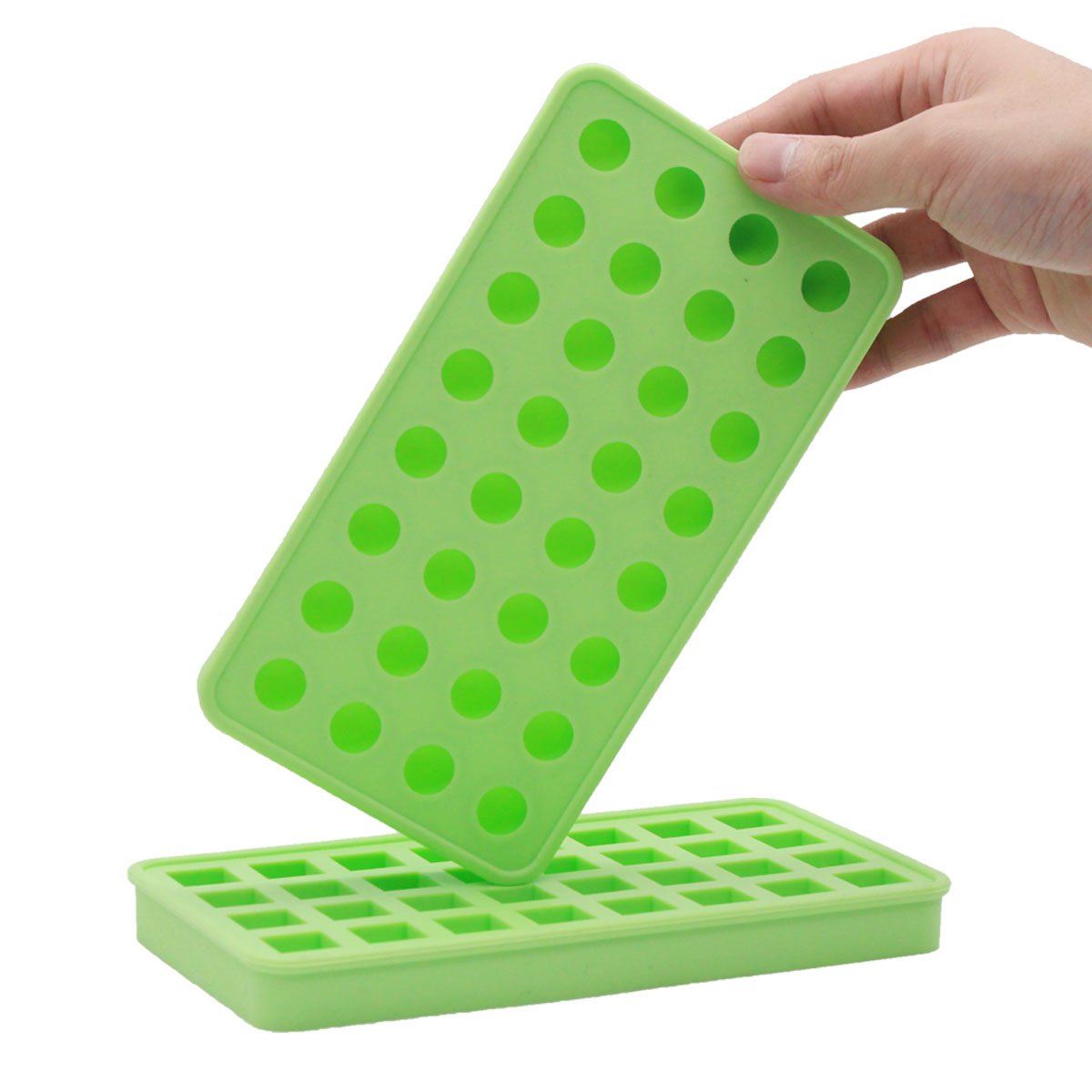 ( Set of 2 with lids) Silicone 20 cavities Ice Ball Ice cube mold DIY Silicone Ice Cube Sphere Tray Mold Mould Round Maker Pudding Jelly Bar Home (Purple)