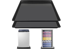 Hlimior 2 Pack Mini Fridge Tray with Raised Edge, Prevent Water Leakage and Floor Damage from Elecrical Equipmennder for Washing Machines, Dryer, Mini Fridge, Wine Cabinet， Easy to Clean(22“ Black)…