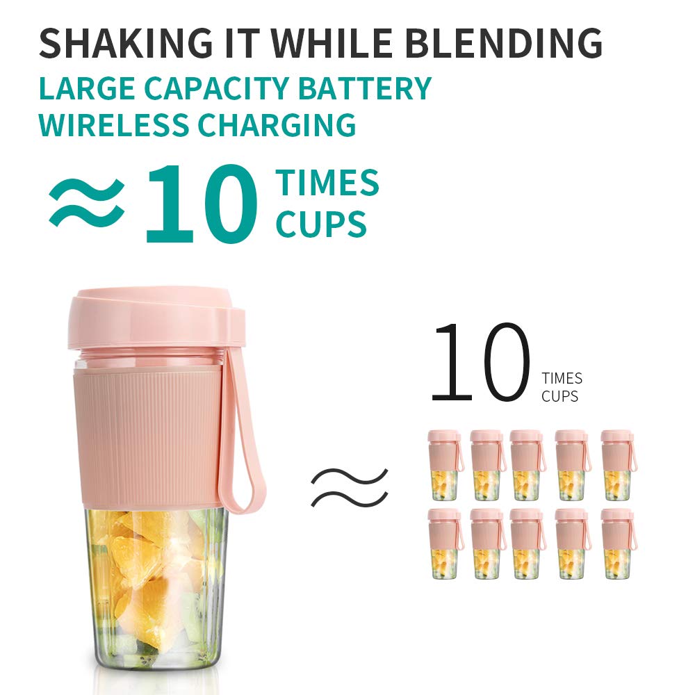 Portable Mini Fruit Juice Blender - DigitalLife Rechargeable Fruit Juice Mixer for Weaning food/Milkshake/Smoothie - Blender Cup for Home/Outdoors (300ml)