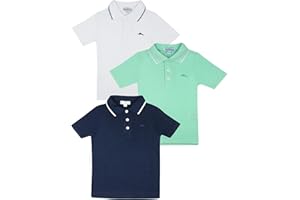 Tommy Bahama Boys Back to School 3-Pack Outfit, Short Sleeve Collared Polo T-Shirt, Front Button Closure & Embroidered Logo