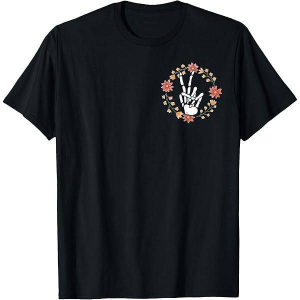 Amazon.com: Skeleton Hand Peace Sign Bone T-Shirt : Clothing