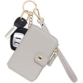 M-Plateau RFID Blocking Keychain Wallet With Leather Wrist Strap | Keychain Wristlet, Womens Card Holder with Zipper Coin Pocket and ID Window