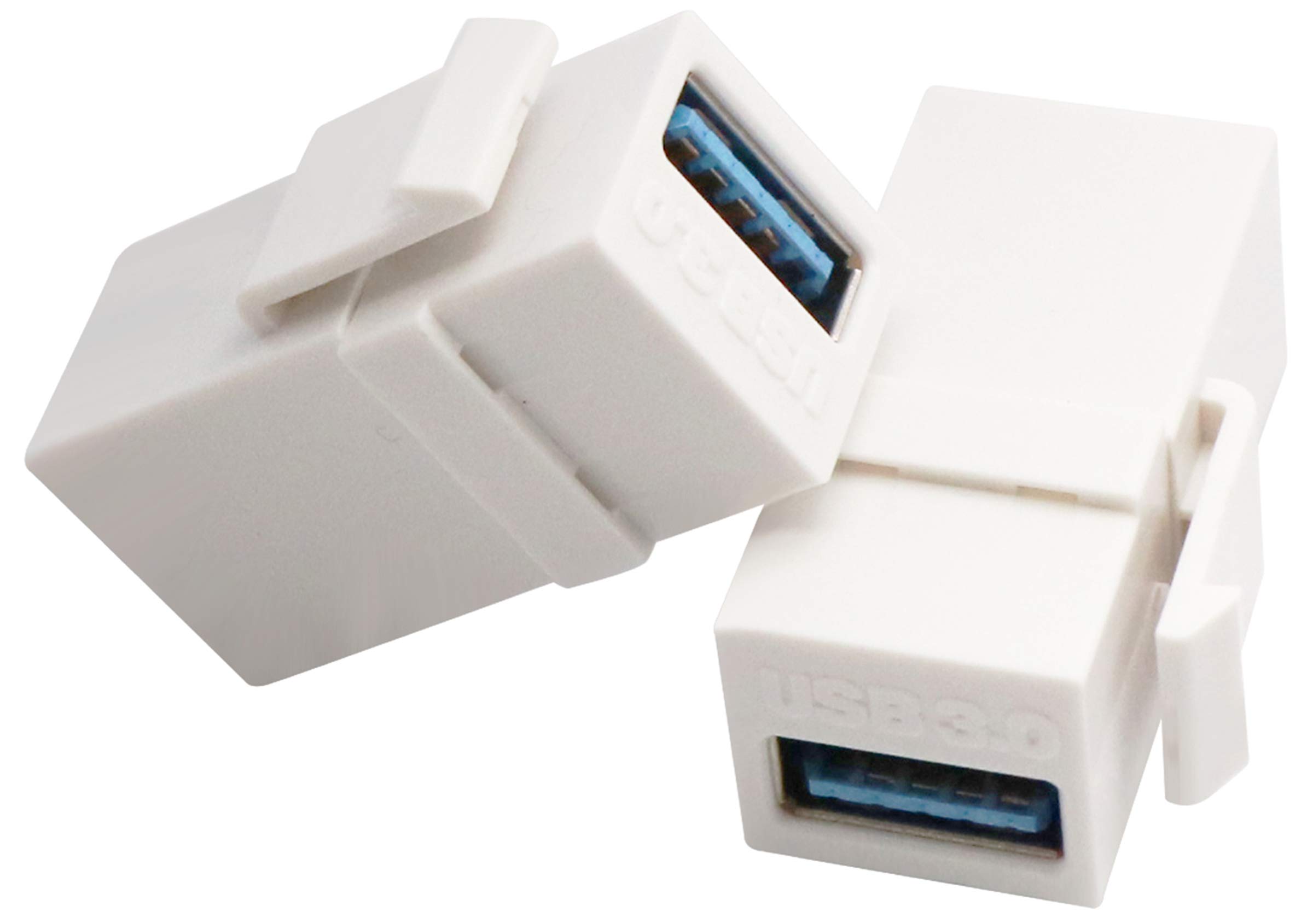 AAOTOKK USB Keystone Adapter USB 3.0 A Keystone Jack Insert Female to Female conector Adapter for Wall Plate Outlet Panel (White/2 Pack)