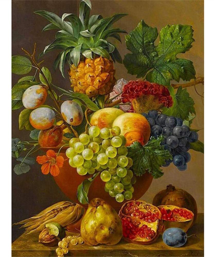 ABEUTY DIY Paint by Numbers for Adults Beginner - Fruit Vase Pineapple Grape 16x20 inches Number Painting (No Frame)