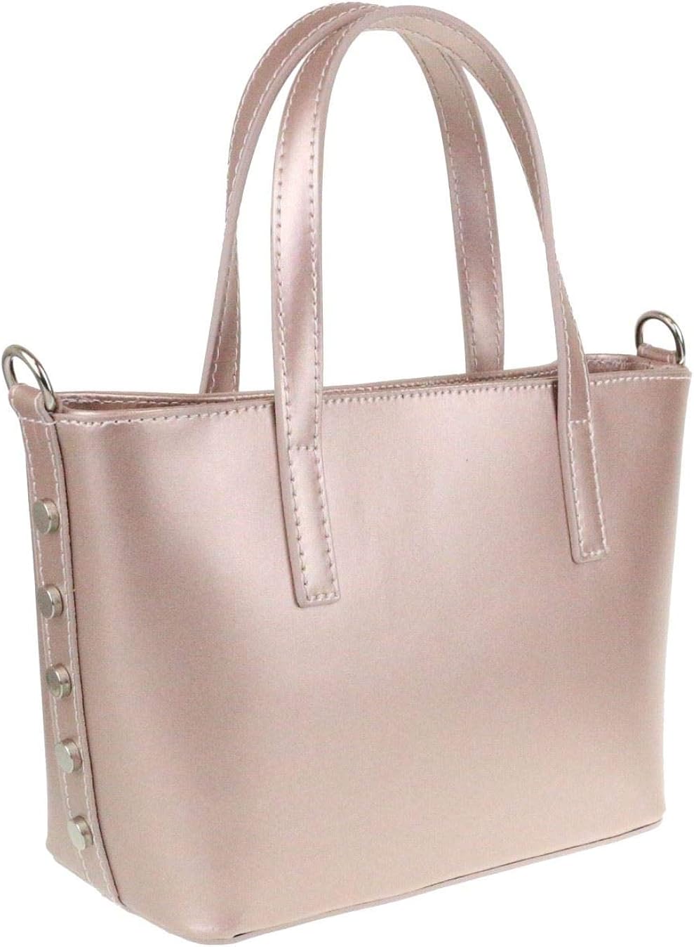 Girly Handbags Winged Real Leather Handbag - Metallic Champagne - Image 3