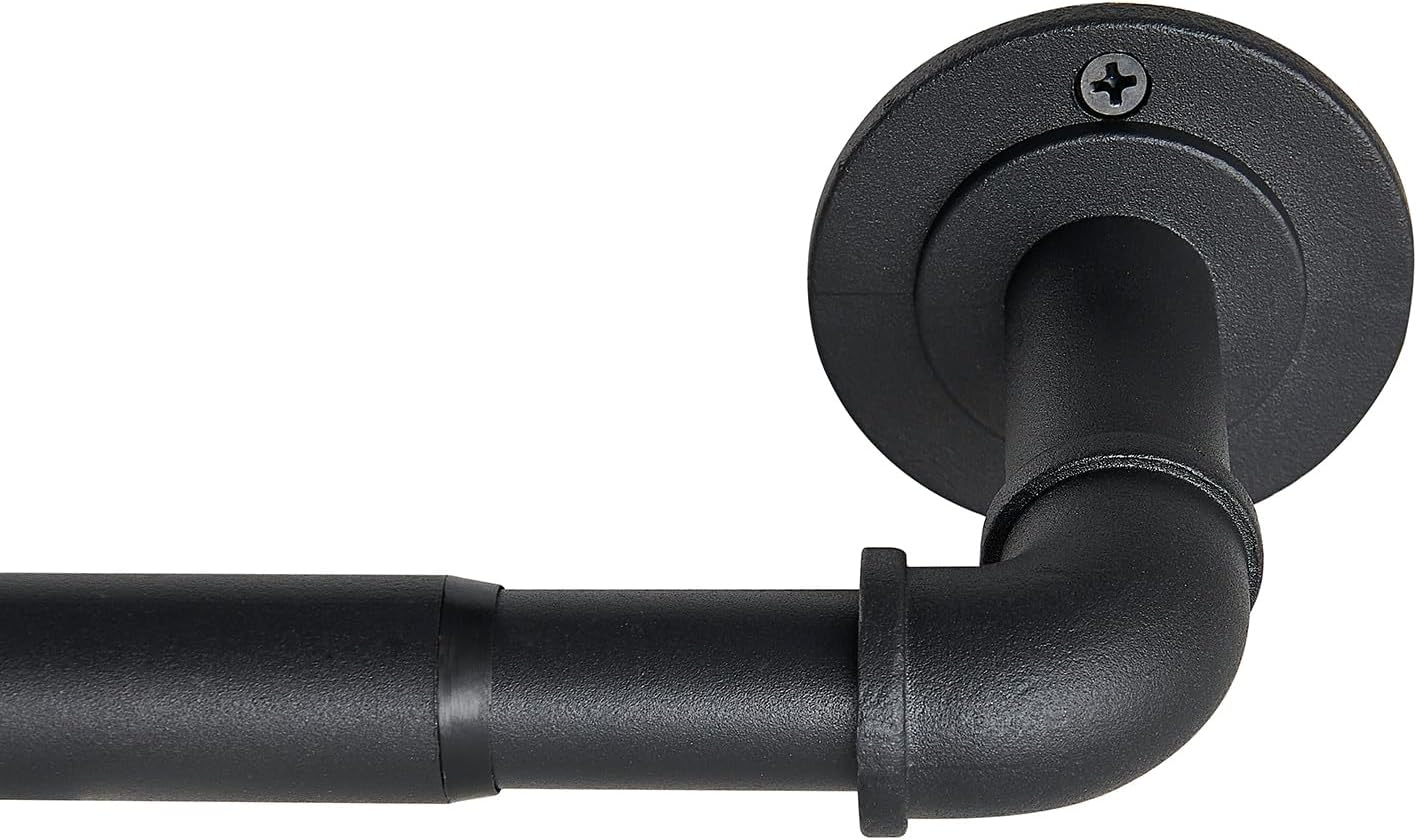Window Treatment Hardware - Industrial Curtain Rods for Windows 28 to 48 Inches, Blackout Wrap Around Curtain Rod, for Indoor and Outdoor, 7/8 Inch Diameter, 33 to 45 Inches, Black