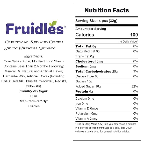 FRUIDLES CHRISTMAS RED AND GREEN JELLY WREATHS GUMMY, GLUTEN-FREE, FUN & FESTIVE HOLIDAY GUMMIES SNACKING (HALF-POUND)