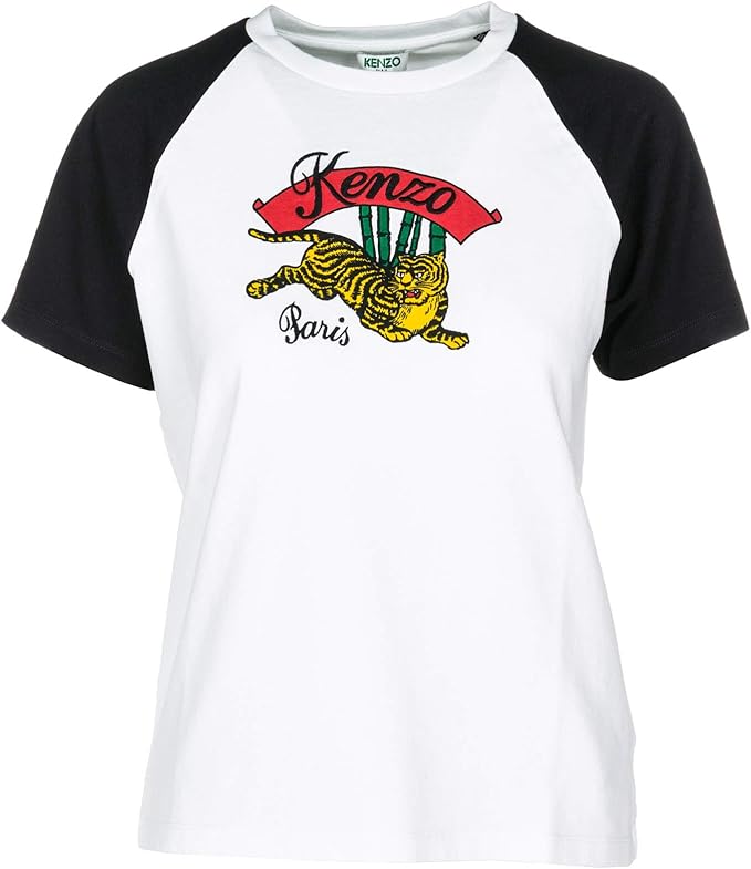 Kenzo Damen T Shirt Rundhalsausschnitt Kurze Armel Bamboo Tiger Weiss Eu M Uk M F862ts7554yl 01 Amazon De Bekleidung