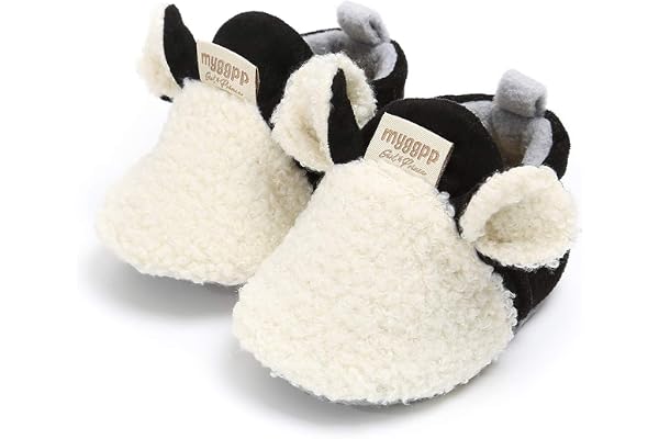 FAMI Baby Boys Girls Adjustable Slipper Shoes Anti-Slip Soft Sole Cotton Kint Crib Shoes Cartoon Moccasins