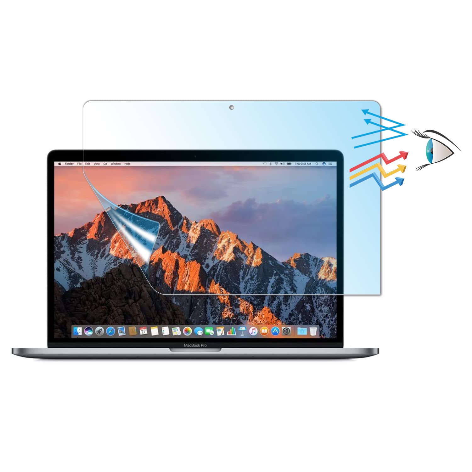 2Pcs Anti Blue Light Screen Protector Designed for MacBook Pro 15 inch (2019 2018 2017 2016 Released) Model A1707 A1990 Touch Bar,Filter Out Blue Light and Relieve Eye Strain to Help You Sleep Better
