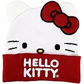 Sanrio Hello Kitty Big Face Bow Embroidered Beanie Hat for Girls Multicolored