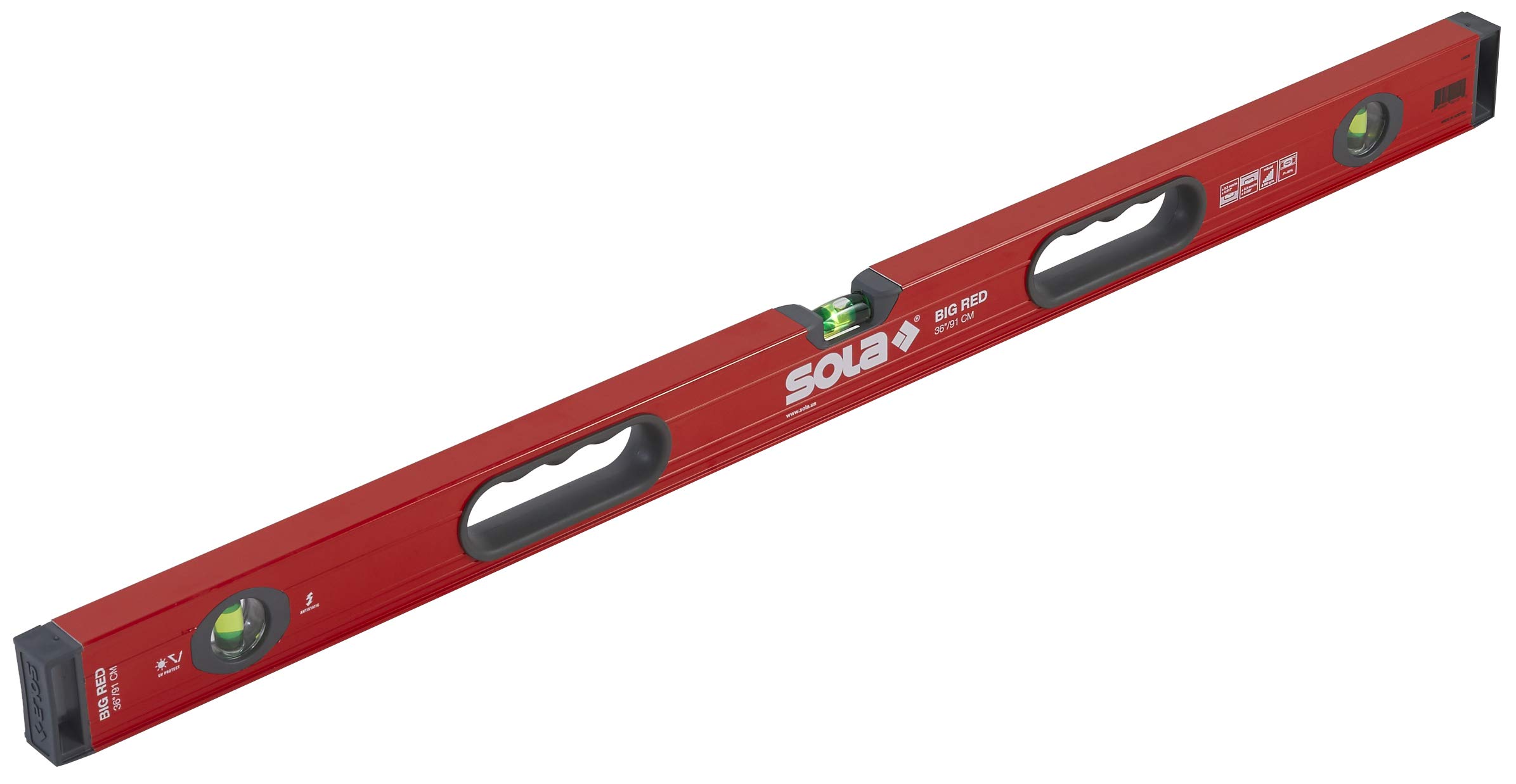 SOLA LSB36 Big Red Aluminum Box Beam Level with 3 60% Magnified Vials, 36-Inch — image 1