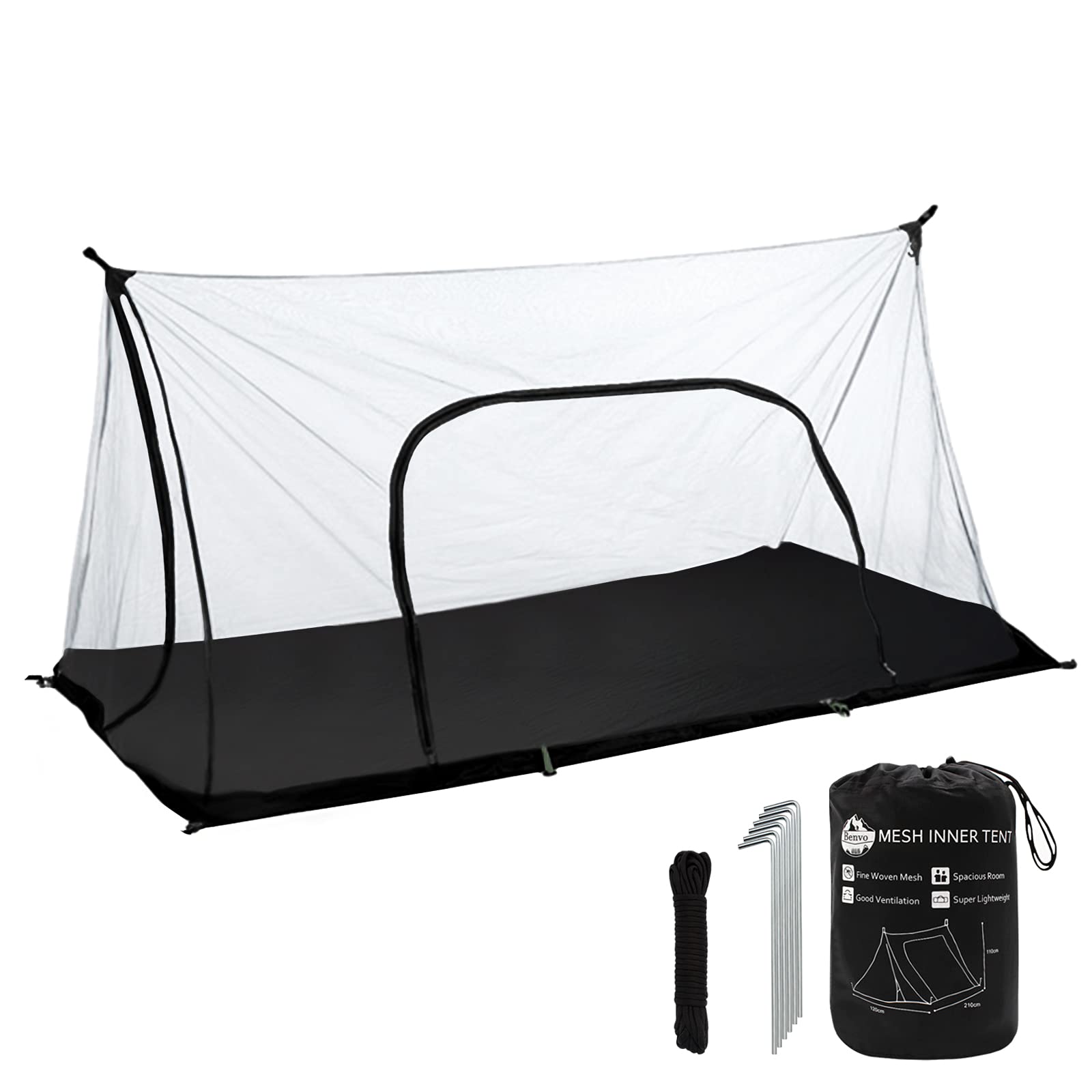 Anvin Trekking Pole Tent Mosquito Netting Tent Breeze Mesh with Good Ventilation Trekker Backpacking Tent for 2 Person with Waterproof Oxford Floor for Bugs(210cmx120cmx110cm)