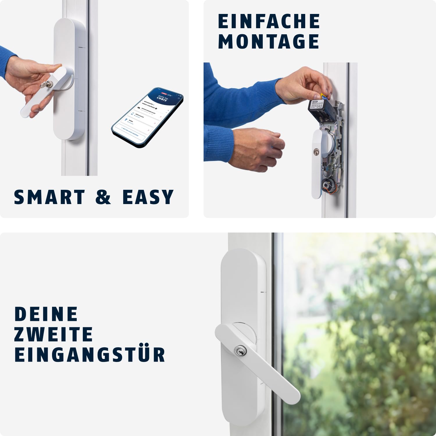 ABUS Fensterantrieb WINTECTO One – smarter Fenstergriff für Fenster, Balkon- und Terrassentür – mit Alarmfunktion – einfache Montage ohne Bohren – Weiß, gleichschließend (AL0145) 3