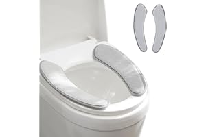 IENSEN Thick and Warm Toilet Seat Cushion Cover - with Sticky Toilet Seat Cushion - Washable and Reusable Mat for Winter - Double Flap Separation, TPR Back Adhesive, Soft and Protective (Grey)