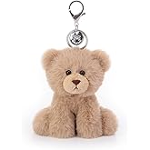 Apricot Lamb Clever Bear Cute Keychain, Soft Stuffed Plush Toy Keyring for Kids' Backpack, Purse, 4.5 Inches