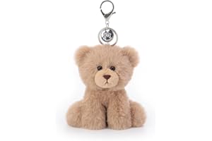 Apricot Lamb Clever Bear Soft Cuddly Keychain, Plush Toys Stuffed Keychain Purse Charm Bag Charm for Kids Backpack, Purse, 4.