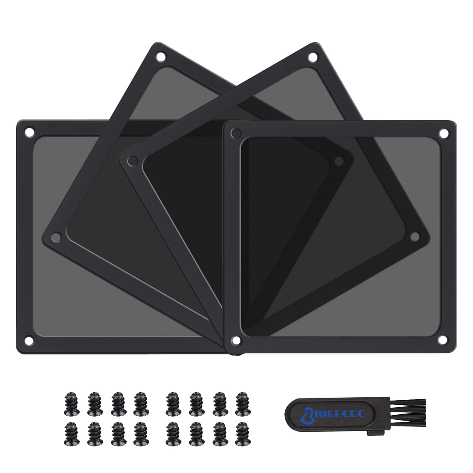 BRIEFCEC Dust Filter 120mm for Computer Cooler Fan/PSU/Routers NYLON 80 Mesh, Magnetic Frame Dust Mesh PC Cooler Filter Dustproof (NYLON, 4Pack, Black)