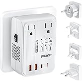 DOACE 220V to 110V Converter - 350W Cordless Voltage Converter US to Europe Power Adapter Combo with 4-Port USB Charging & Worldwide Plugs (UK/AU/US/EU) for Hair Straightener, Curler, Phone