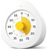 LIORQUE Visual Timer for Kids with Pause, 60 Minute Countdown Timer, White | Non-Ticking, 3 Volume Levels, Back Magnetic, Two Ringing Durations, Light Indicator, for Classroom Kitchen Office ADHD