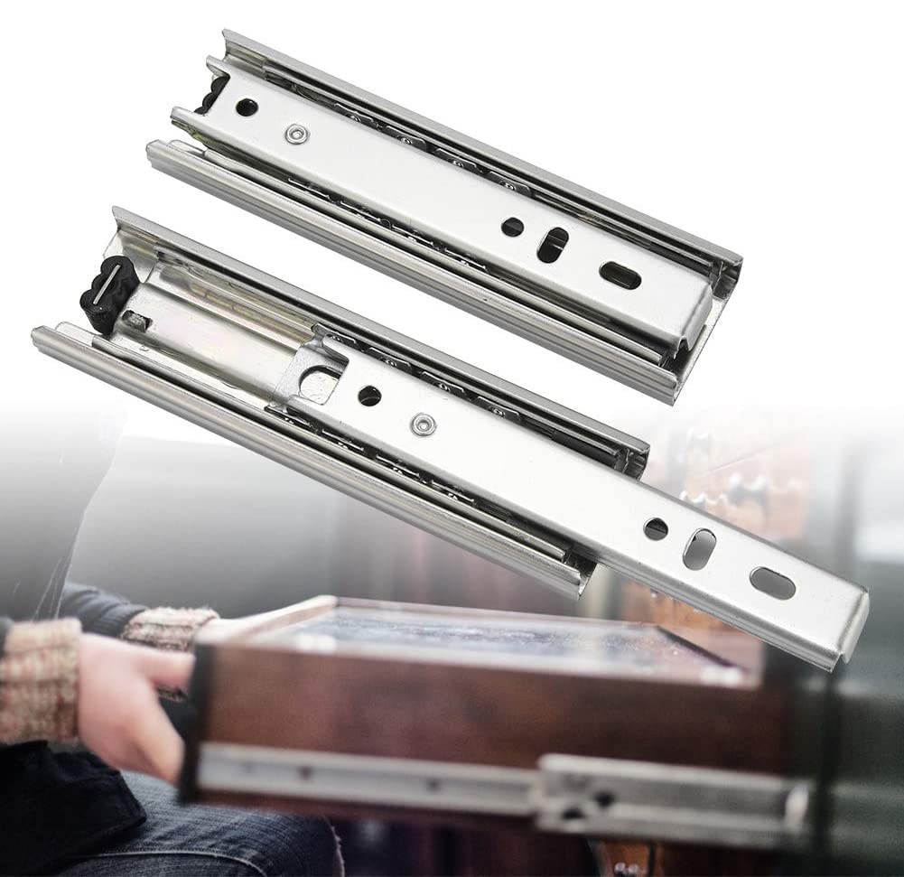 2pcs 5in Metal Drawer Slides 3 Section Ball Bearing Telescopic Drawer Slides Side Mount Full Extension Cabinets Closets Runners Slider Guide Rail