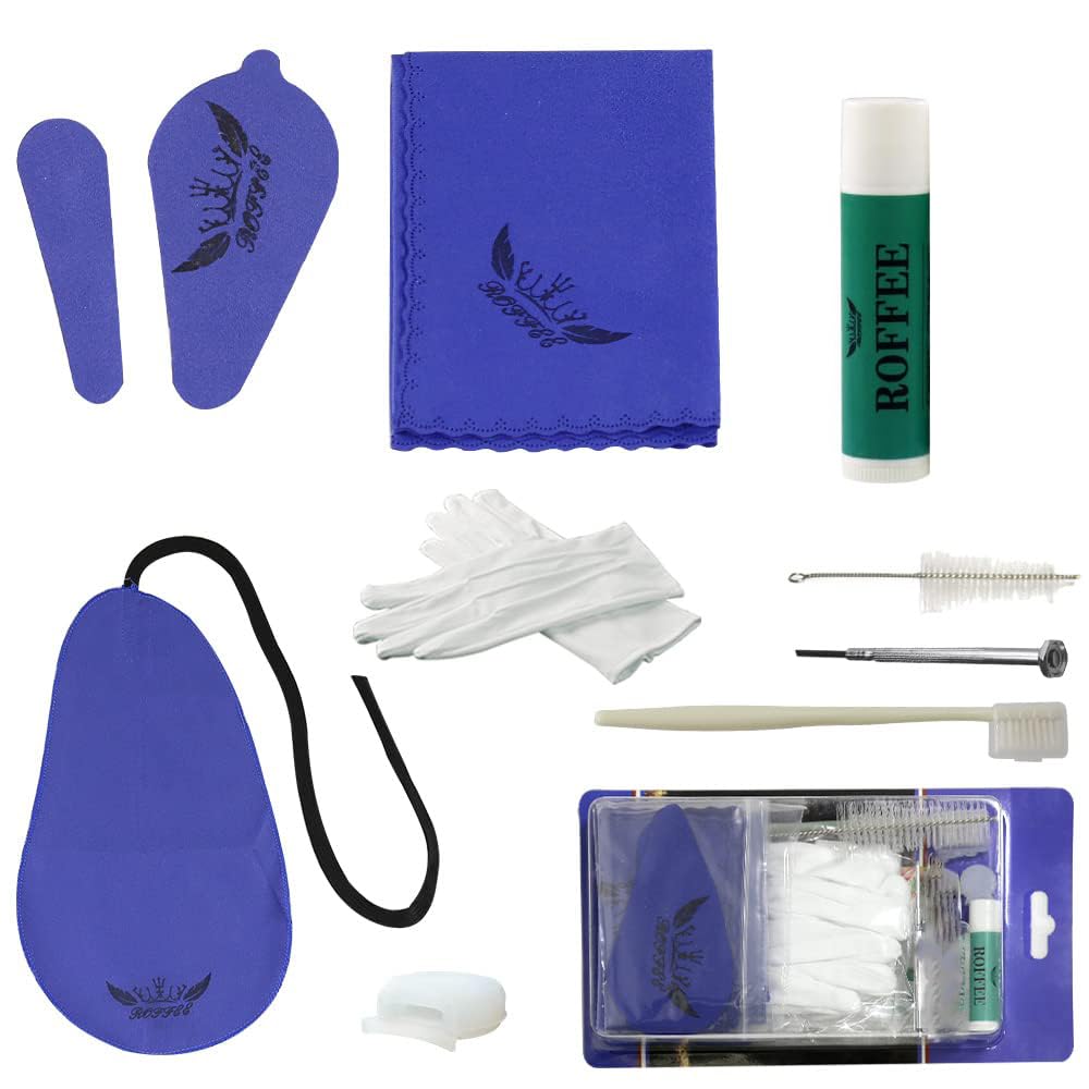 Clarinet Cleaning Kit,Clarinet Care & Maintenance Kit,Cork Grease,Swab,Cleaning Cloth,Thumb Rest,Mouthpiece Brush